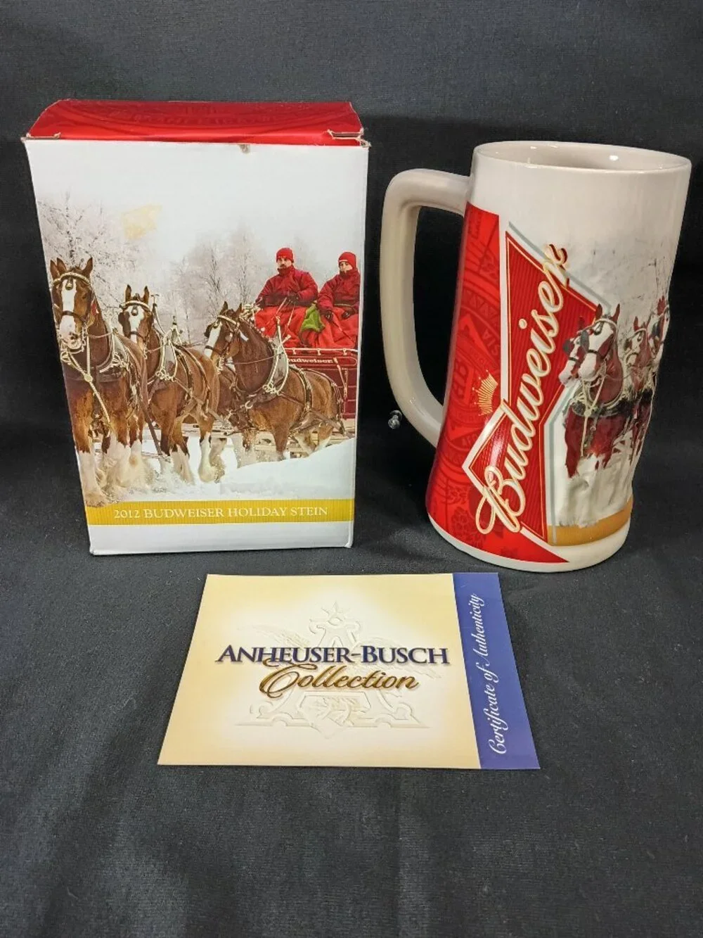 2012 Budweiser Winter Wonderland Clydesdale Holiday Stein Box COA